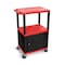 Luxor 42"H 3-Shelf Utility Cart - Cabinet Red / Black Legs WT42RC2E-B - alternate 2